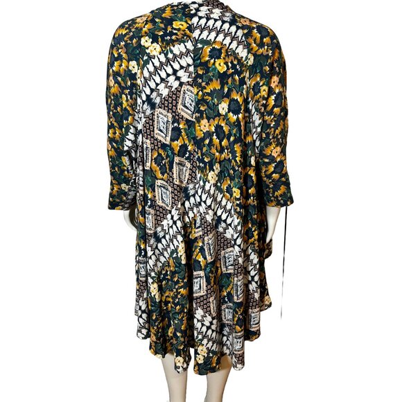 O’Neil Green Bohemian Boho Long Duster Open Front Cardigan Cover Up M/L - Picture 2 of 6